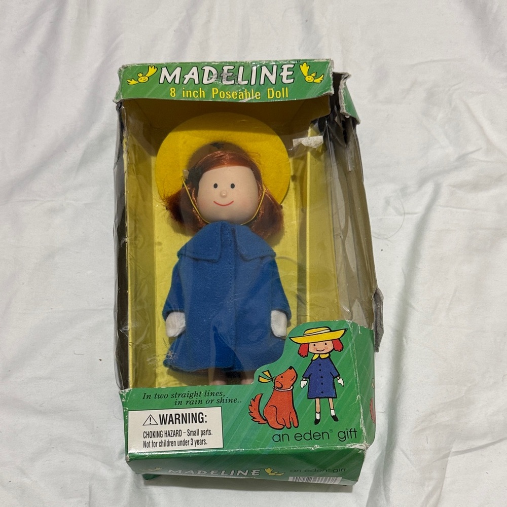 Madeline  8 inch portable Doll with Blue Coat and Yellow Hat
